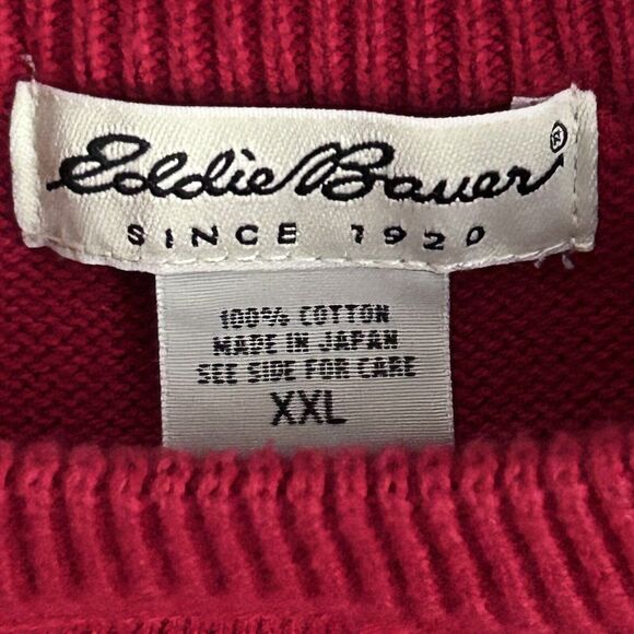 Vintage Eddie Bauer Sweater Mens 2 XL Christmas Red/Black Heavy Japan Dadcore - Picture 2 of 16